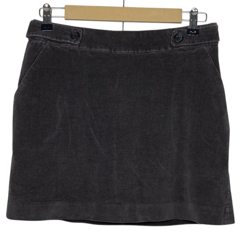 Banana Republic Corduroy Mini Skirt Womens 4 Gray Y2K 90s Stretch Pockets Preppy